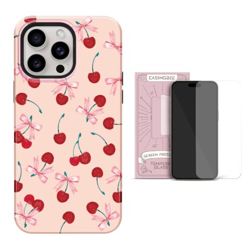 2 IN 1 Bundle Ms. Cherry iPhone Case + Screen Protector - Payfisia