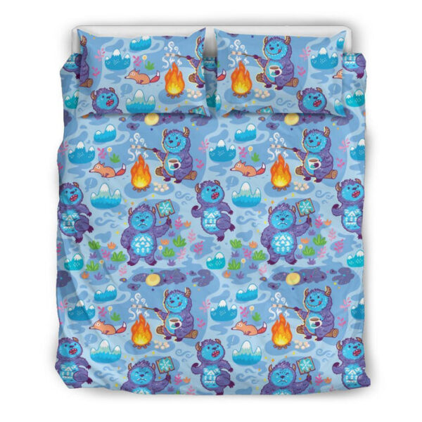 Bigfoot Blue Pattern Print Duvet Cover Bedding Set - Payfisia