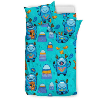Blue Bigfoot Pattern Print Duvet Cover Bedding Set - Payfisia