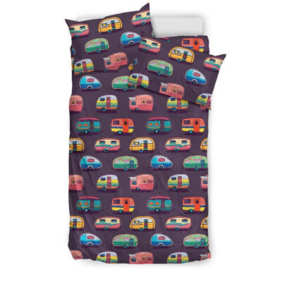 Camper Van Pattern Print Duvet Cover Bedding Set - Payfisia