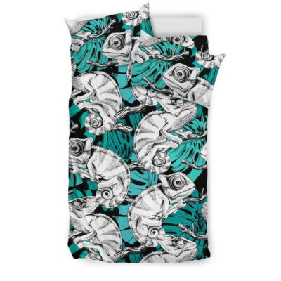 Cartoon Chameleon Pattern Print Duvet Cover Bedding Set - Payfisia