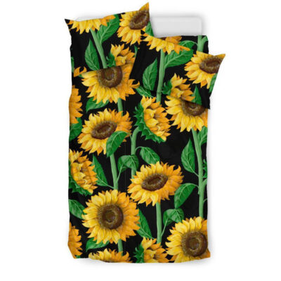 Cartoon Sunflower Pattern Print Duvet Cover Bedding Set - Payfisia