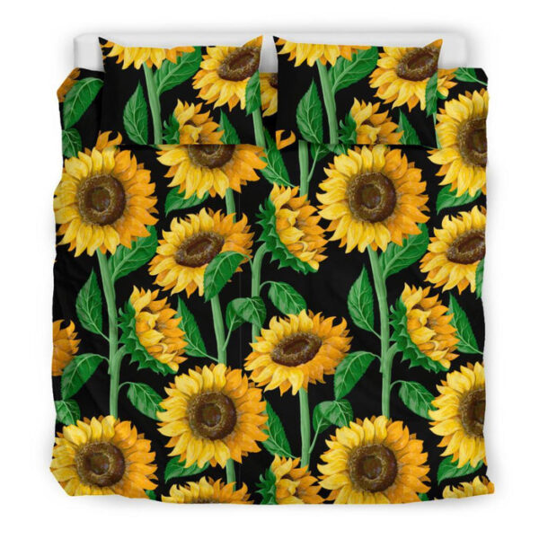 Cartoon Sunflower Pattern Print Duvet Cover Bedding Set - Payfisia