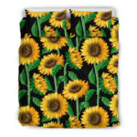 Cartoon Sunflower Pattern Print Duvet Cover Bedding Set - Payfisia