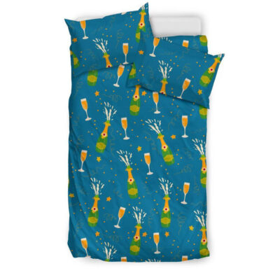 Celebrate Champagne Print Pattern Duvet Cover Bedding Set - Payfisia