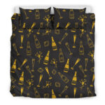 Champagne Gold Glitter Pattern Print Duvet Cover Bedding Set - Payfisia