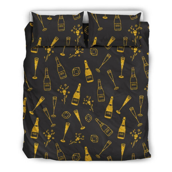 Champagne Gold Glitter Pattern Print Duvet Cover Bedding Set - Payfisia
