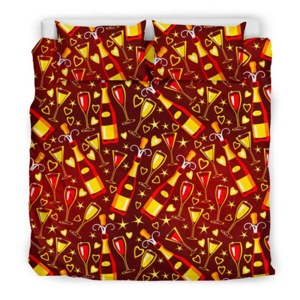Champagne Pattern Print Duvet Cover Bedding Set - Payfisia