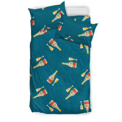 Champagne Print Pattern Duvet Cover Bedding Set - Payfisia