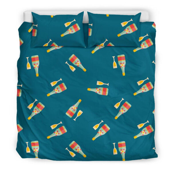 Champagne Print Pattern Duvet Cover Bedding Set - Payfisia