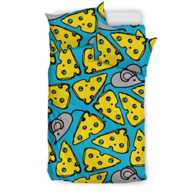 Cheese Mouse Pattern Print Duvet Cover Bedding Set - Payfisia
