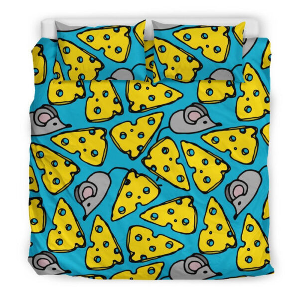 Cheese Mouse Pattern Print Duvet Cover Bedding Set - Payfisia