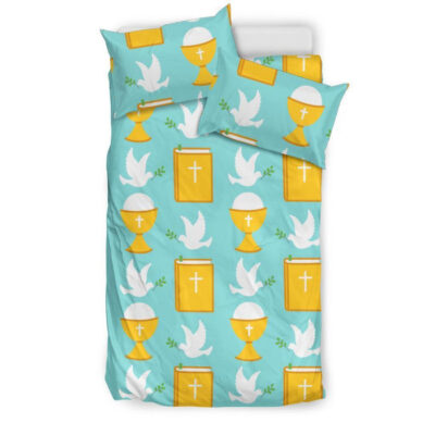 Christian Dove Pattern Print Duvet Cover Bedding Set - Payfisia