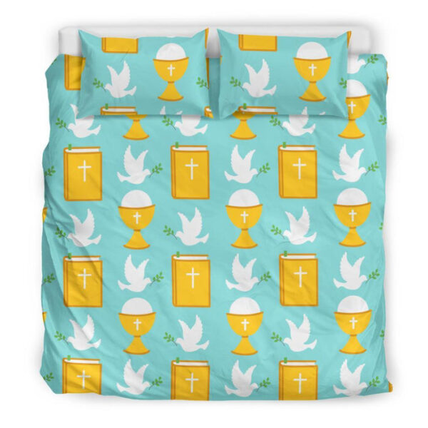 Christian Dove Pattern Print Duvet Cover Bedding Set - Payfisia