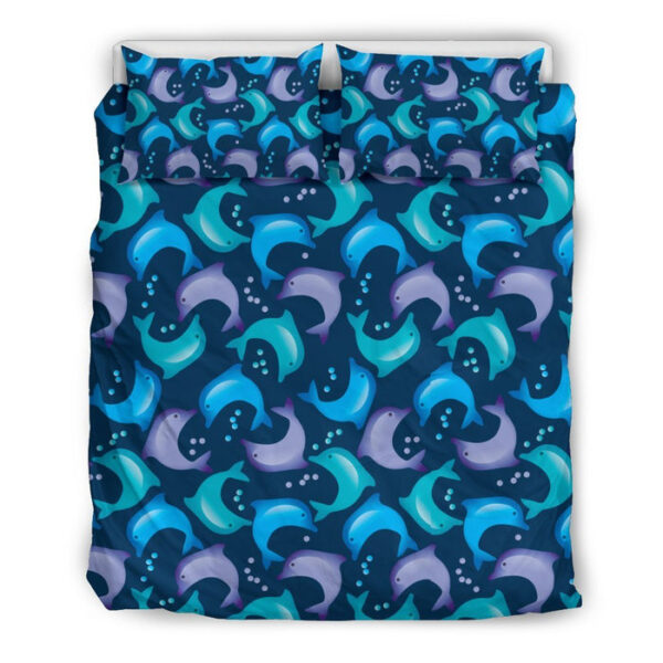 Dolphin Pattern Print Duvet Cover Bedding Set - Payfisia