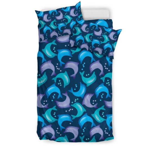 Dolphin Pattern Print Duvet Cover Bedding Set - Payfisia