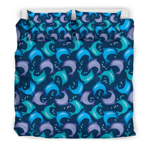 Dolphin Pattern Print Duvet Cover Bedding Set - Payfisia