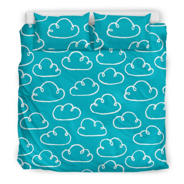 Drawn Cloud Pattern Print Duvet Cover Bedding Set - Payfisia