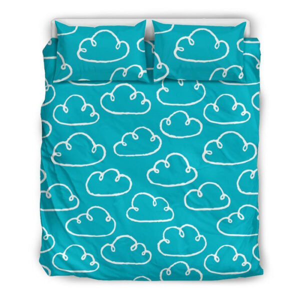 Drawn Cloud Pattern Print Duvet Cover Bedding Set - Payfisia
