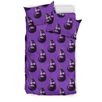 Eggplant Funny Pattern Print Duvet Cover Bedding Set - Payfisia