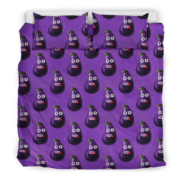 Eggplant Funny Pattern Print Duvet Cover Bedding Set - Payfisia