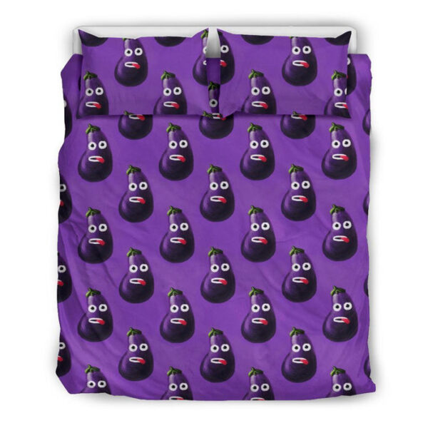 Eggplant Funny Pattern Print Duvet Cover Bedding Set - Payfisia
