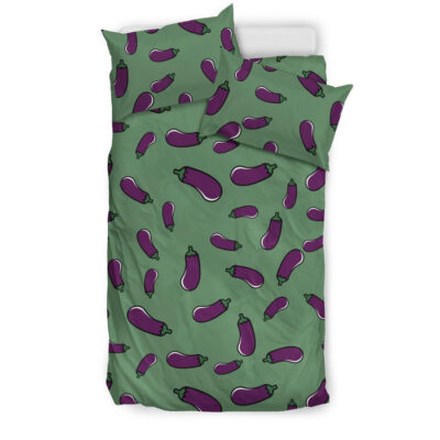 Eggplant Pattern Print Duvet Cover Bedding Set - Payfisia