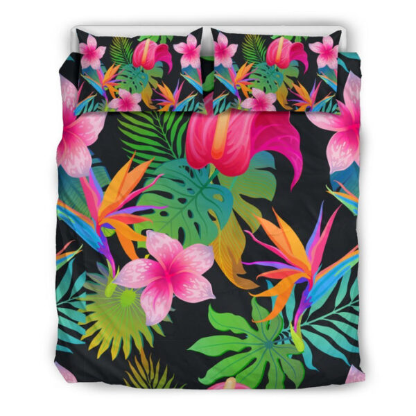 Floral Tropical Hawaiian Flower Hibiscus Palm Leaves Pattern Print Duvet Cover Bedding Set - Payfisia