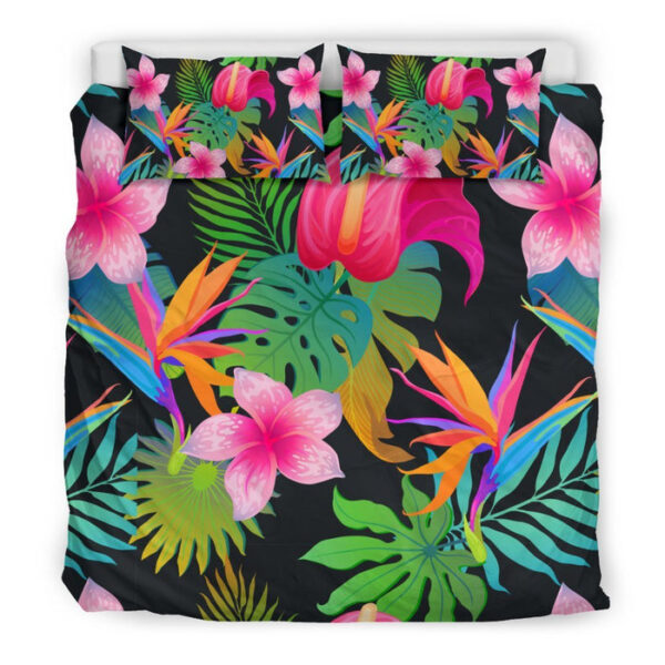 Floral Tropical Hawaiian Flower Hibiscus Palm Leaves Pattern Print Duvet Cover Bedding Set - Payfisia