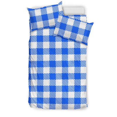 Gingham Blue Pattern Print Duvet Cover Bedding Set - Payfisia