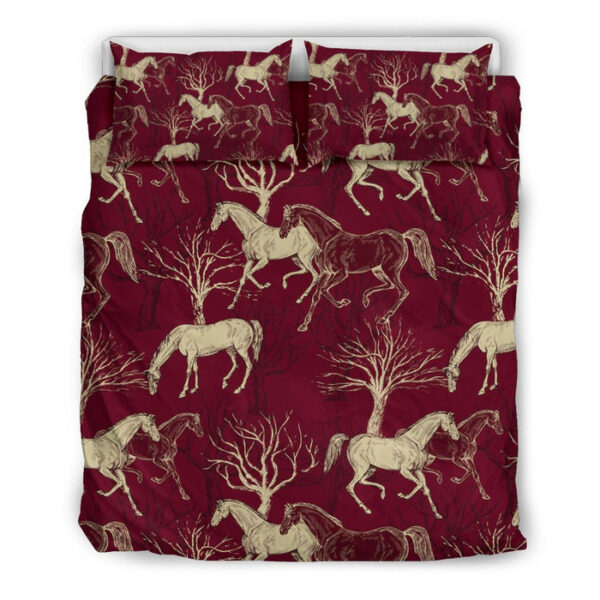 Horse Print Pattern Duvet Cover Bedding Set - Payfisia