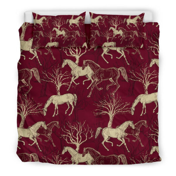 Horse Print Pattern Duvet Cover Bedding Set - Payfisia