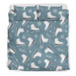 Ice Skate Snowflake Pattern Print Duvet Cover Bedding Set - Payfisia