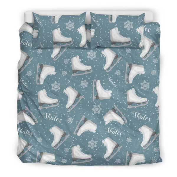 Ice Skate Snowflake Pattern Print Duvet Cover Bedding Set - Payfisia