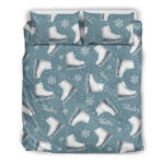 Ice Skate Snowflake Pattern Print Duvet Cover Bedding Set - Payfisia
