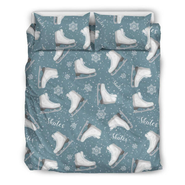 Ice Skate Snowflake Pattern Print Duvet Cover Bedding Set - Payfisia
