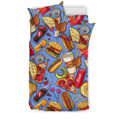 Pattern Print Fastfood Duvet Cover Bedding Set - Payfisia
