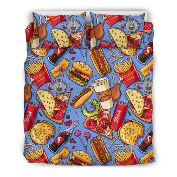 Pattern Print Fastfood Duvet Cover Bedding Set - Payfisia