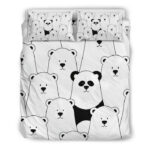 Polar Bear Panda Pattern Print Duvet Cover Bedding Set - Payfisia