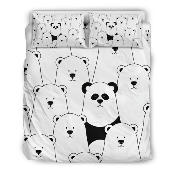 Polar Bear Panda Pattern Print Duvet Cover Bedding Set - Payfisia