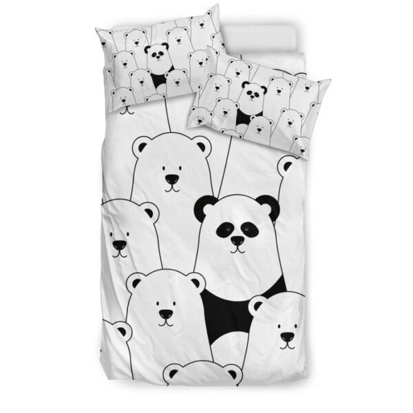 Polar Bear Panda Pattern Print Duvet Cover Bedding Set - Payfisia
