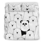 Polar Bear Panda Pattern Print Duvet Cover Bedding Set - Payfisia