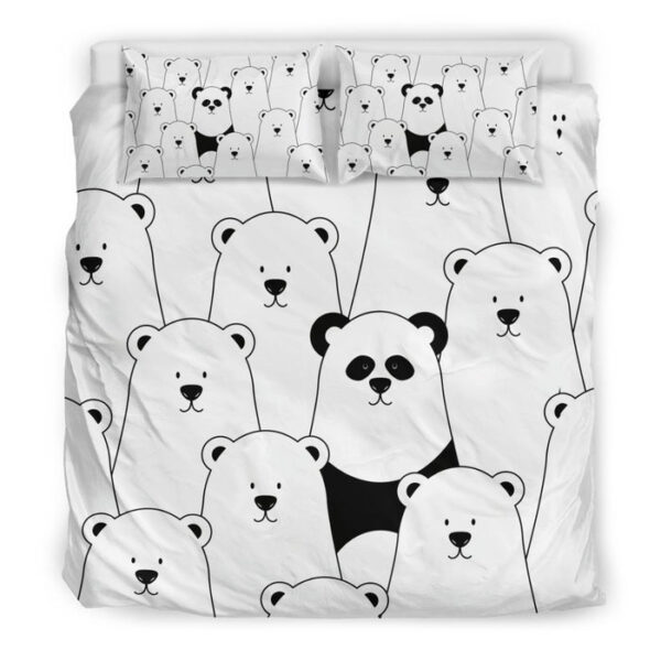 Polar Bear Panda Pattern Print Duvet Cover Bedding Set - Payfisia
