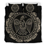 Raven Viking Odin Sword Print Duvet Cover Bedding Set - Payfisia