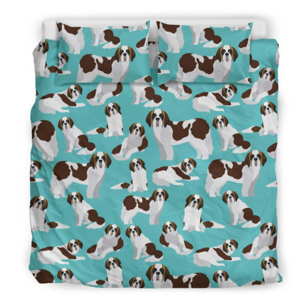 St Bernard Blue Pattern Print Duvet Cover Bedding Set - Payfisia