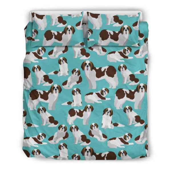 St Bernard Blue Pattern Print Duvet Cover Bedding Set - Payfisia