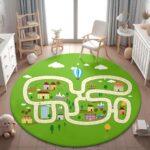 City Road Round Kid's Rug- Washable & Non-Slip Nursery Carpet