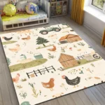 Farmhouse Square Kid’s Rug - Washable & Non-Slip Nursery Carpet