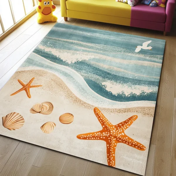 Beach Square Kid’s Rug - Washable & Non-Slip Nursery Carpet