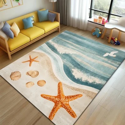 Beach Square Kid’s Rug - Washable & Non-Slip Nursery Carpet